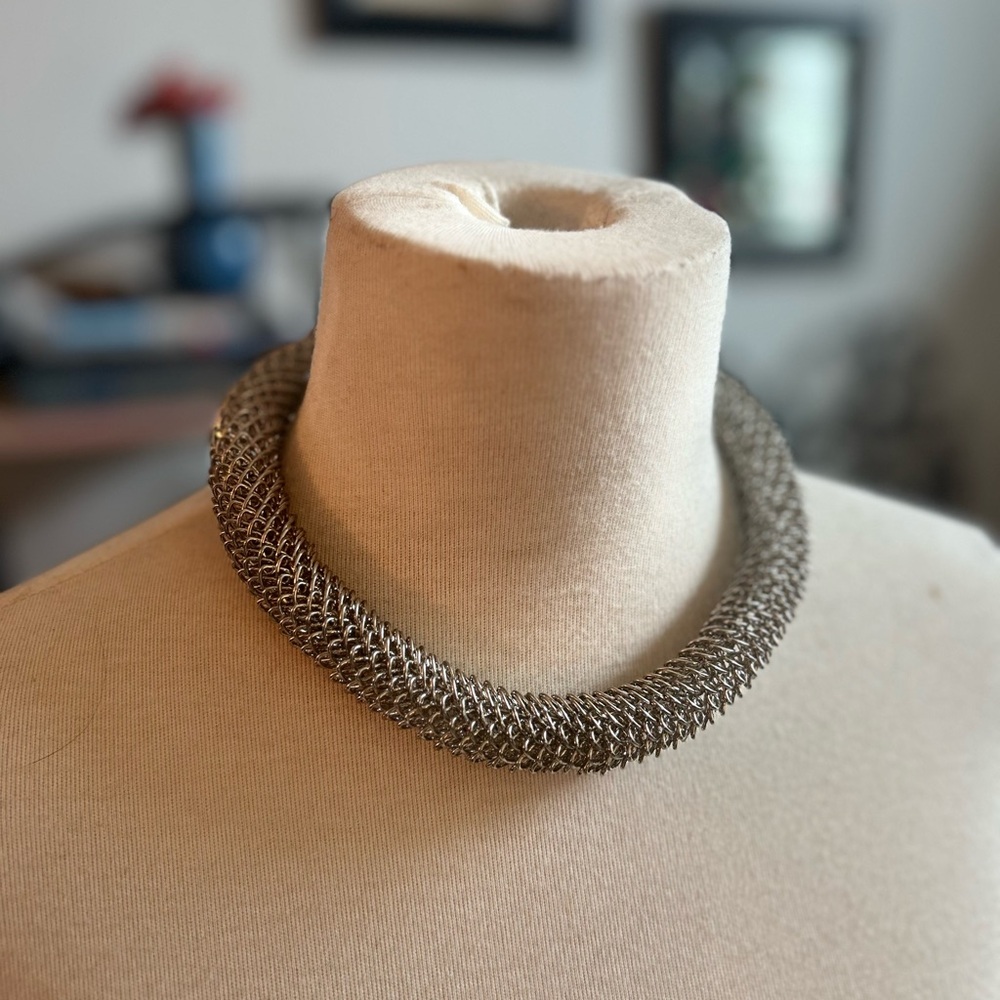 Elegant Silver Mesh Necklace